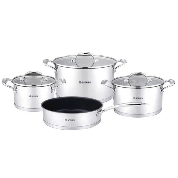 Bộ nồi inox 304 Spelier Venus – Đáy 3 lớp, chảo chống dính ILAG