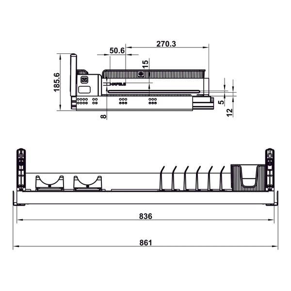 Rổ bát đĩa kéo trên Hafele Utensio Plus H2 545.14.305 | Màu Than Chì
