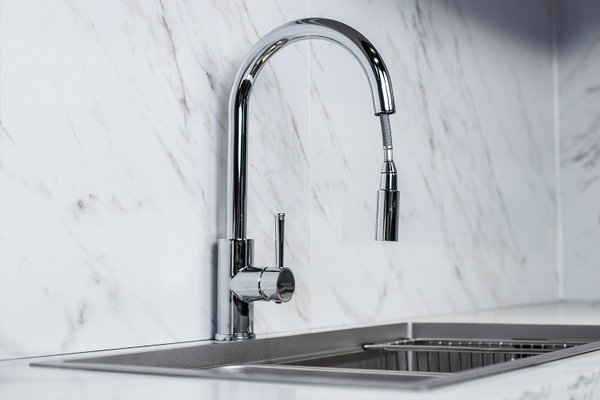 Vòi rửa bát dây rút GXF05 Dual Spray - Inox 304 Mạ PVD Chrome