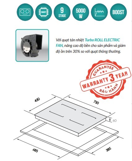 Bếp từ Grandx GX IP669SE Series 6 Malaysia - Bridge Inverter