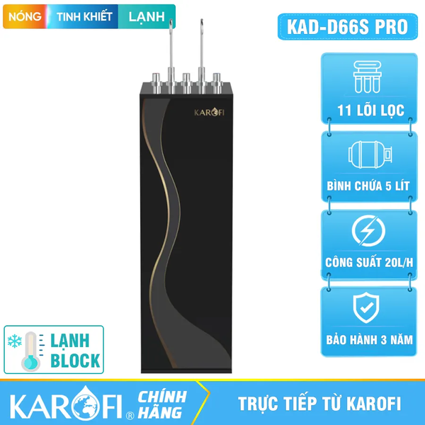 Máy lọc nước nóng lạnh Karofi KAD-D66S Pro – 11 lõi Smax, Hydro-ion kiềm, RO 100 GPD Mỹ