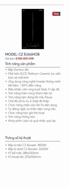 Bếp Từ Domino Canzy - Inverter 30% Half Bridge - Sôi liu riu
