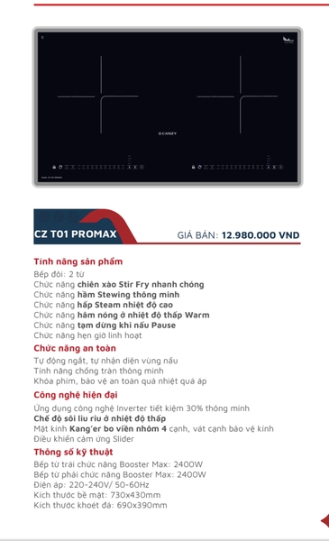 (Xả Kho) Bếp Từ Canzy CZ-T01 Promax - New 100% chính hãng