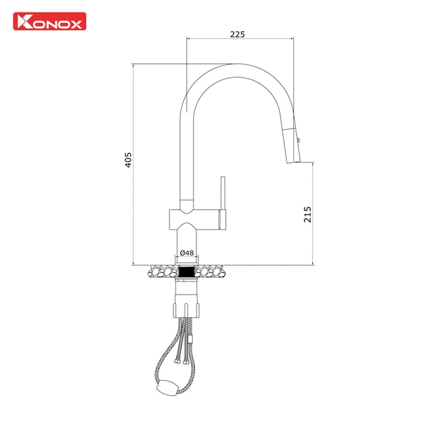 Vòi rửa bát Konox Comfor Chrome - Đường cong trang nhã