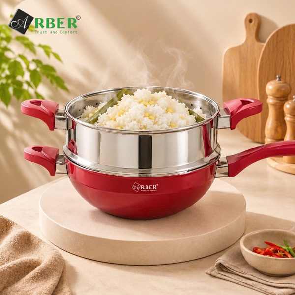 Chảo sâu lòng có xửng hấp CH30MD Arber 30cm đa năng
