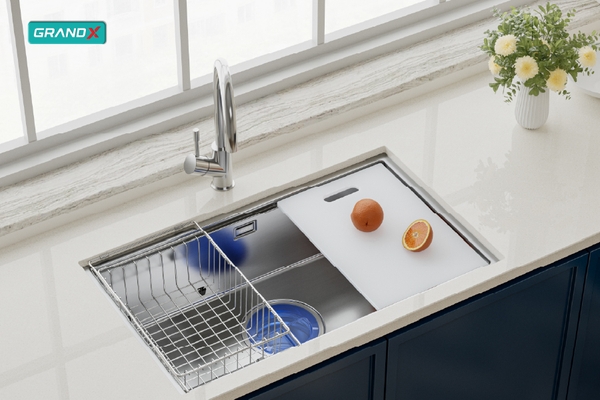 Chậu rửa bát GrandX GX7846S Smooth - Inox 304 Handmade Cao Cấp