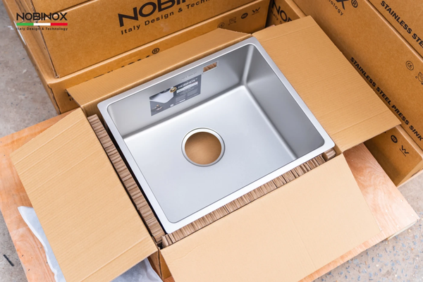 Chậu rửa bát 1 hố Nobinox LISA NN545S - Inox 304 POSCO - Vân đá