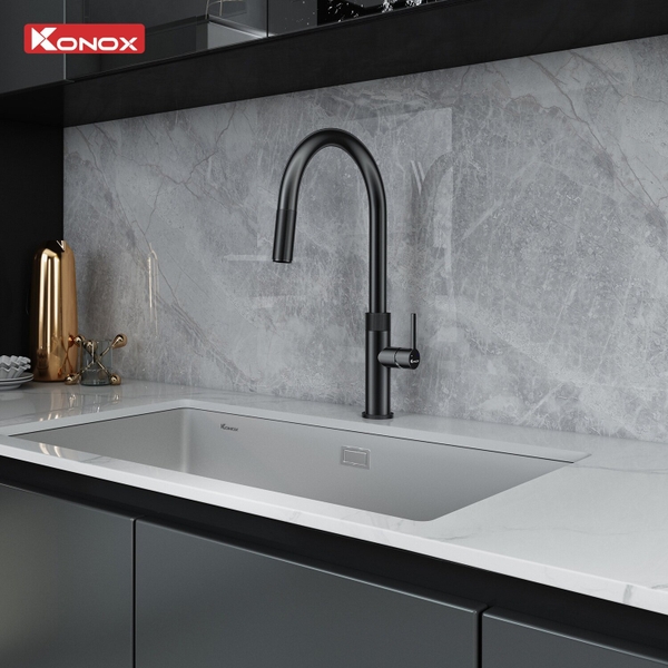 Vòi rửa bát Konox Lasi Gun Metal - Rút dây linh hoạt