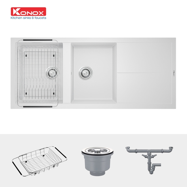 Chậu rửa bát đá Livello Smart 1160 White Silver