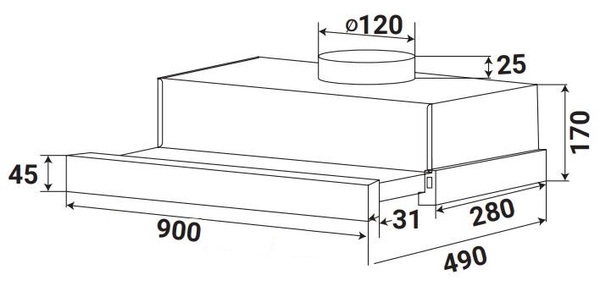Máy Hút Mùi KAFF KF-TL1009B | Âm Tủ 90cm
