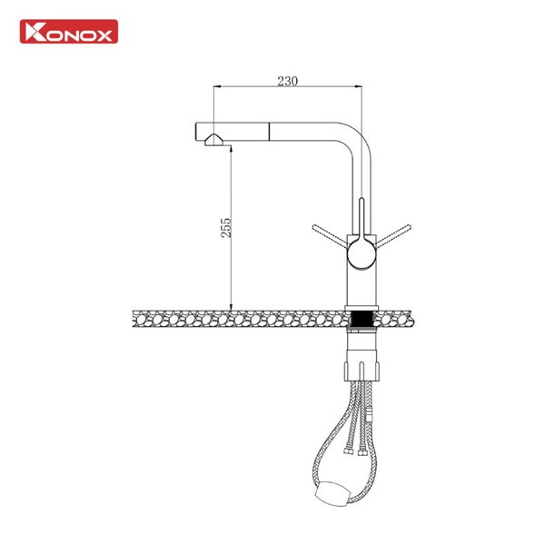 Vòi Rửa Bát Dây Rút Konox Lumo Chrome