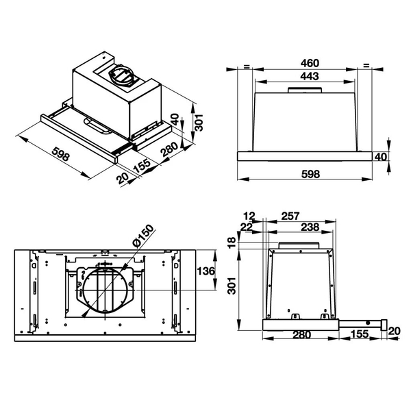 Máy hút mùi âm tủ Hafele HH-TG60E 539.81.073 - Ba Lan