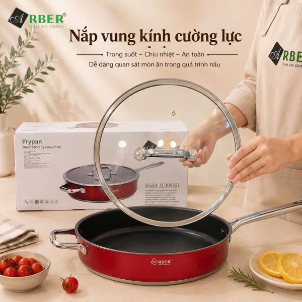 Chảo lòng sâu AC30SMD Arber 30cm chống dính Xylan Plus