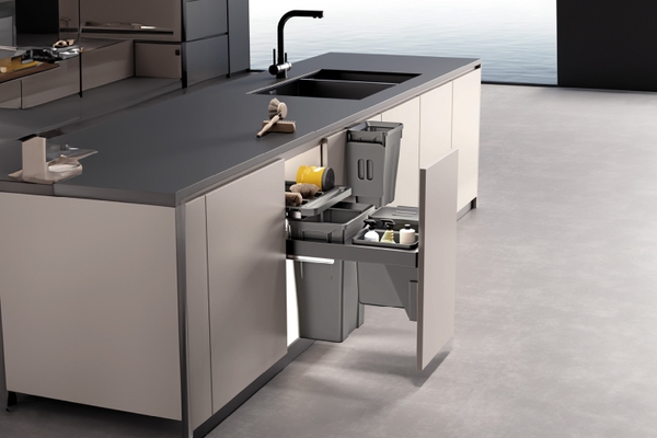 Thùng rác đôi cánh kéo âm tủ GrandX XW.D30-1 24L cao cấp