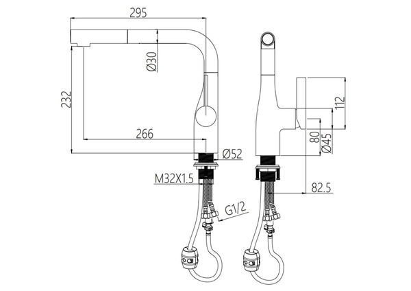 Vòi rửa bát dây rút Nobinox Japa NX996