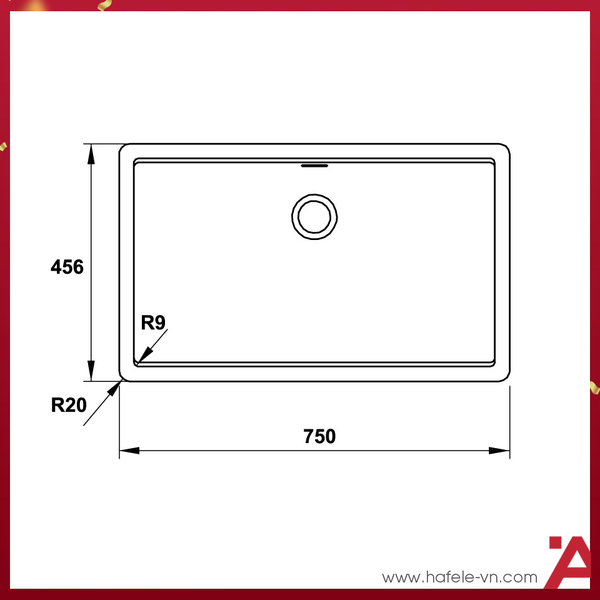 Chậu rửa bát đá Hafele HS20-GED1S80 570.30.500