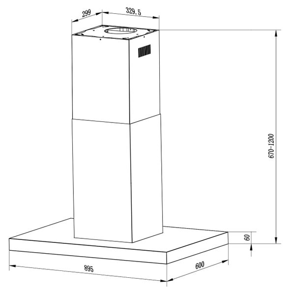 Máy Hút Mùi Đảo Bauer BIS 90CX - Treo Độc Lập - 1500m3/h