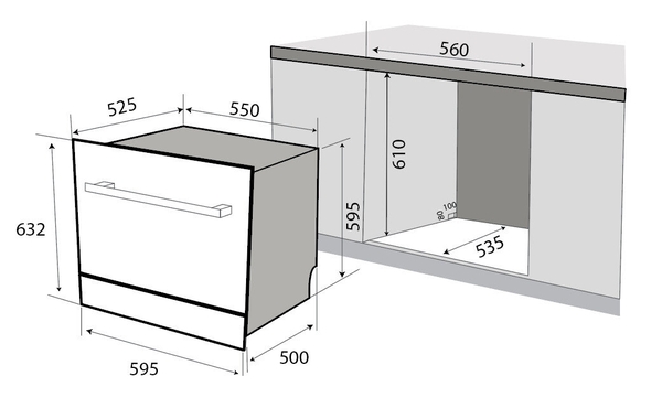 Máy Rửa Chén KAFF KF-BISMS8 Plus | Âm Toàn Phần - PTC UV