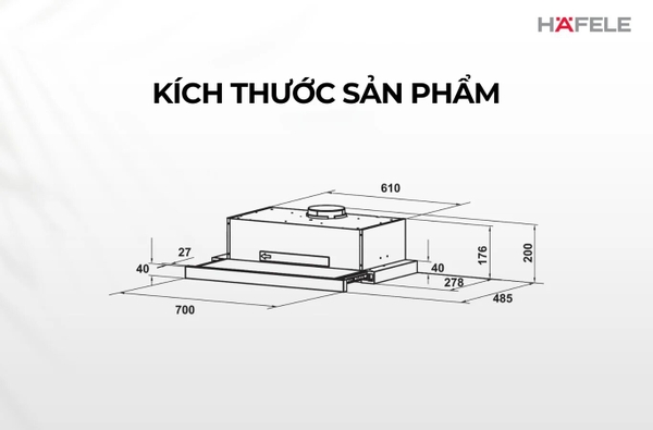 Máy hút mùi âm tủ Hafele HH-TT70A - 533.86.817