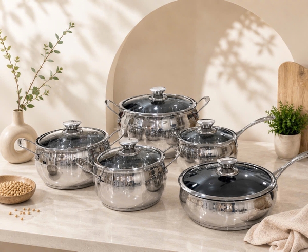 Bộ nồi Arber AN-06BB inox 5 món dáng bầu