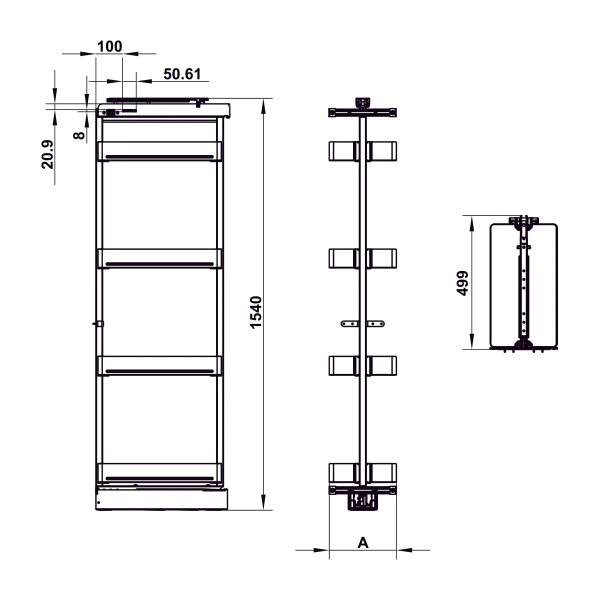 Rổ tủ đồ khô Hafele Utensio Plus H2