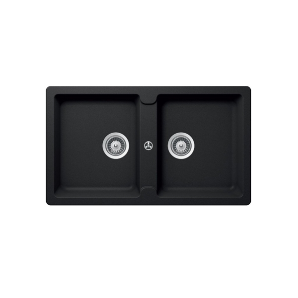 Chậu đá Hafele HS19-GEN2S90 570.36.300 – Chậu rửa bát 2 hố màu đen, chất liệu Granstone