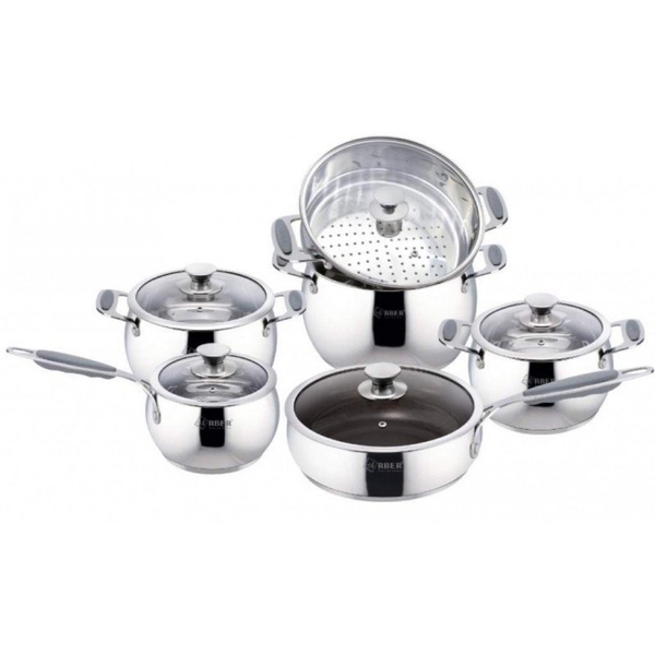 Bộ nồi inox AN06V Arber 6 món inox 304 kèm xửng hấp