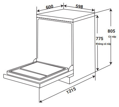 Máy Rửa Chén KAFF KF-BHMI775YB | 17 Bộ | Sấy PTC & UV