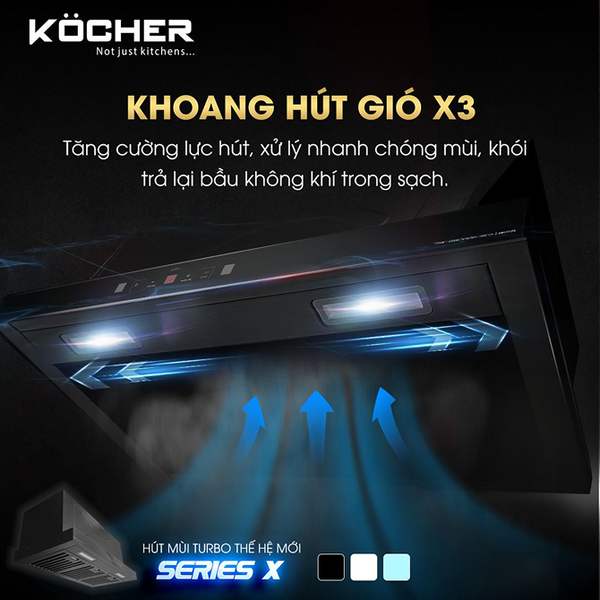 Máy hút mùi Turbo X-350D - Âm tủ thế hệ mới - Cảm biến vẫy tay