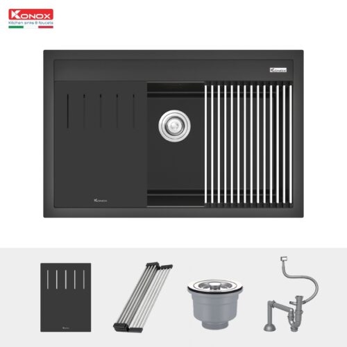 Chậu Rửa Bát Đá Granite Terra 790S Black - Nhập Khẩu Italia