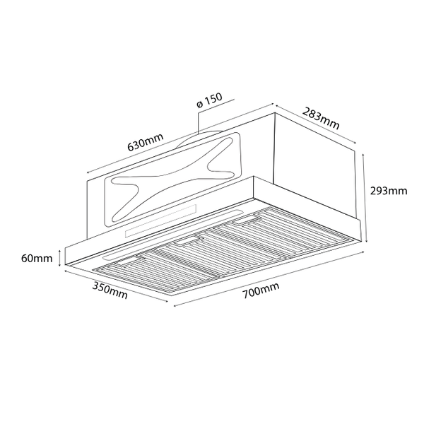 Máy hút mùi Turbo Smart 3D X3D-350D - Màn hình đa sắc - Vẫy tay