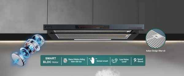 Hút mùi âm tủ GrandX GX H70F72SB - BLDC Smart Premium