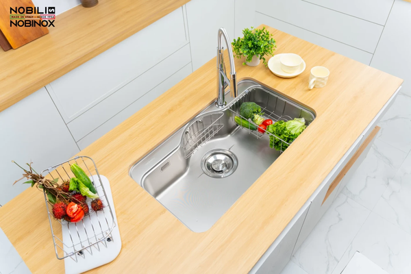 Chậu rửa bát 1 hố Nobinox ROSA NN995D - Kích thước lớn 880mm