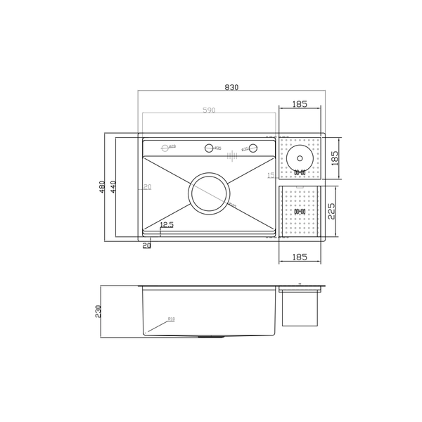 Chậu rửa bát Nobinox LUMIA NJ510B - Inox 304 POSCO PVD Đen