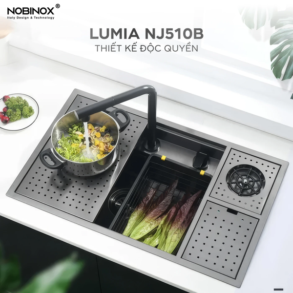 Chậu rửa bát Nobinox LUMIA NJ510B - Inox 304 POSCO PVD Đen
