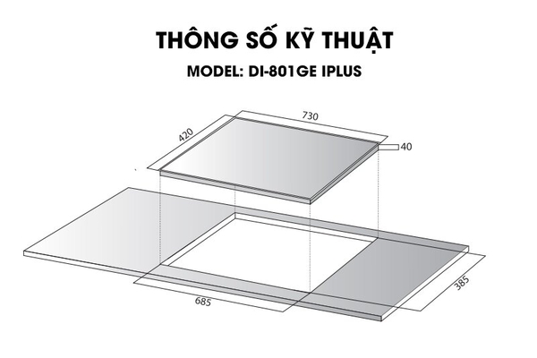 Bếp Từ Kocher DI-801GE IPLUS - Nhập khẩu Đức, kính Schott Ceran, EGO