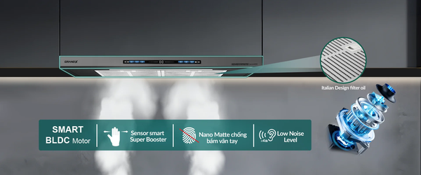 Máy hút mùi âm tủ GrandX GX H70F85G Smart Inverter BLDC