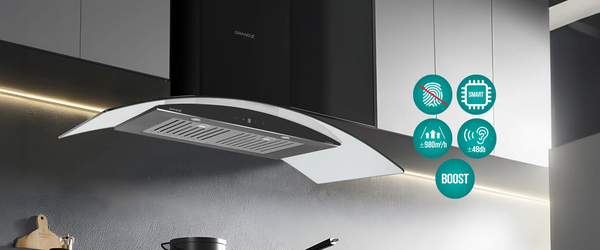 Máy hút mùi kính cong GrandX GX H70C55B – Công suất 980m³/h, cảm ứng Digital, siêu êm 48dB