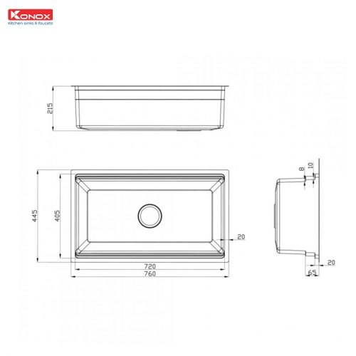 Chậu rửa bát Konox Workstation Undermount 7644SU Dekor