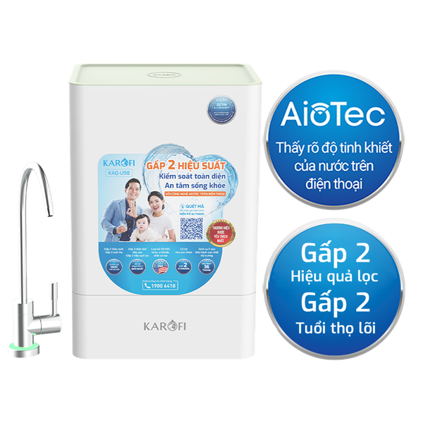 Máy Lọc Nước Để Gầm Karofi KAQ-U98 – 10 Lõi Smax, AIoTec Thông Minh, RO Purifim Mỹ