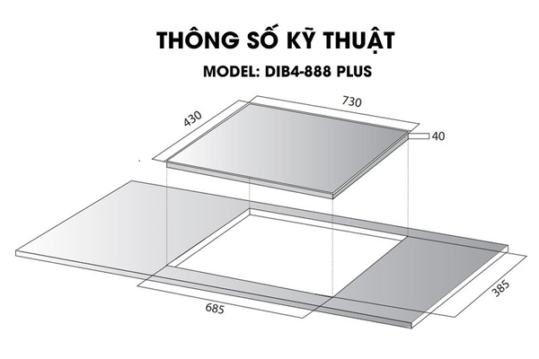 Bếp Từ Kocher DIB4-888 Plus nhập Đức - Inverter G5, Kính Eurokera Pháp