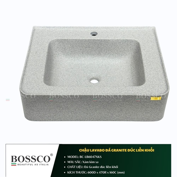 Chậu Lavabo Đá Granite Đúc Liền Khối BOSSCO BC-LB6047XKS