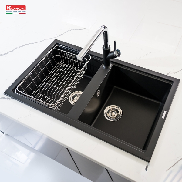 Chậu rửa bát đá Granite Konox Phoenix Smart 860 Black