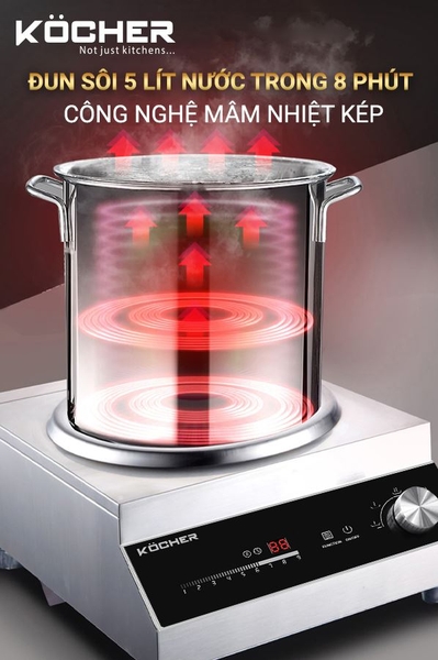 Bếp Từ Công Nghiệp Kocher CI-3500C – Mặt Lõm 3500W