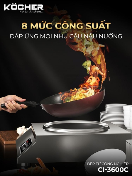 Bếp từ công nghiệp Kocher CI-3600C mặt lõm - Inverter sôi liu riu 45%
