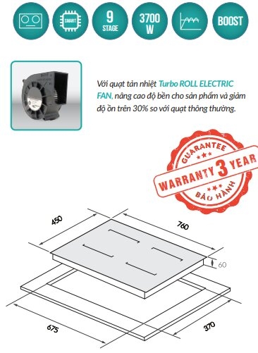 Bếp từ GrandX GX IH988G nhập Đức - Schott Ceran phủ Nano Titan