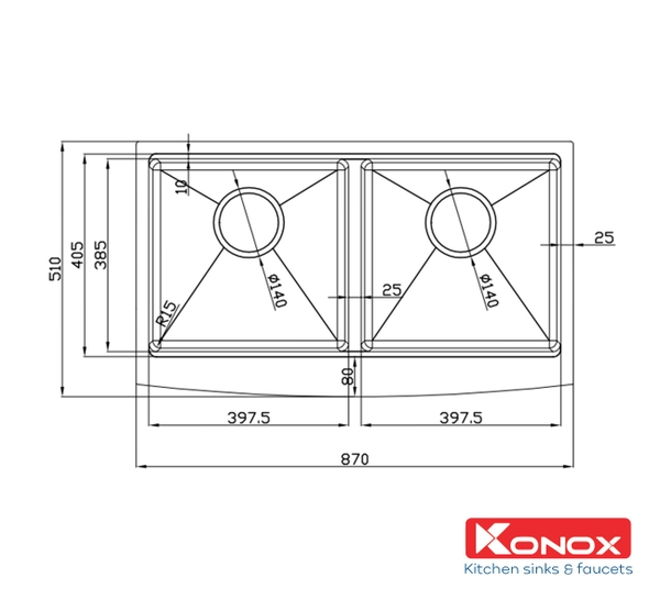 Chậu rửa bát Konox KN8751DA Curve