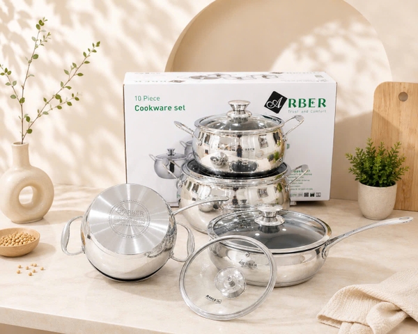 Bộ nồi Arber AN-06BB inox 5 món dáng bầu