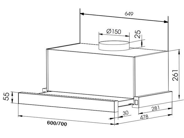 Máy hút mùi âm tủ FS SYP 6222B