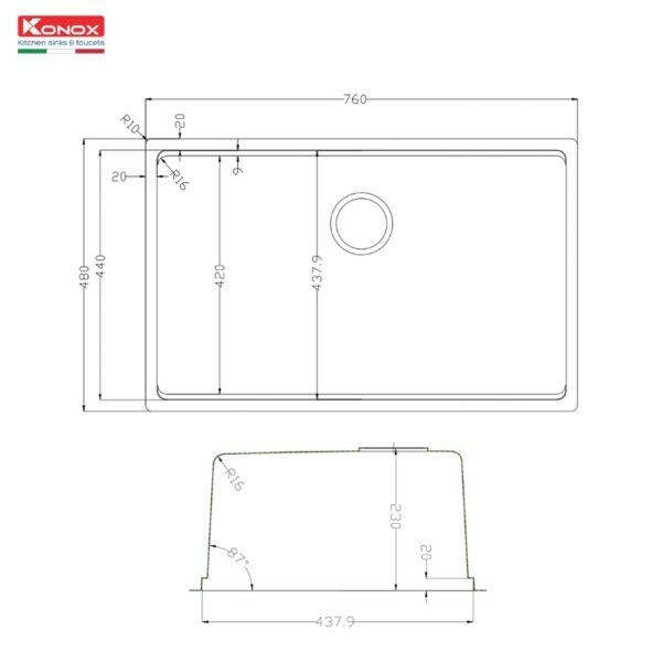 Chậu rửa bát Konox Tari 7648SM
